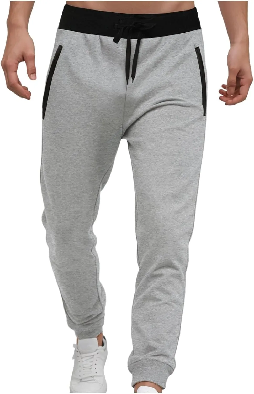 peqiut Cargo Pants for Men Drawstring Elastic Waist Jogging Trousers Cotton Solid Color Comfort Pants with Pockets