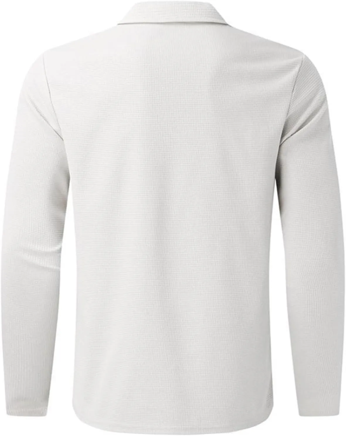PICKLION Men Casual Cardigan Sweaters Laydown Collar Zipper Closure Solid Color Long Sleeve Waffle Jackets