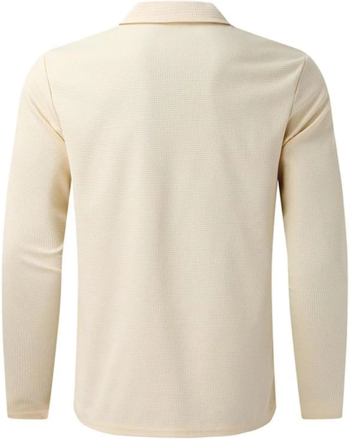 PICKLION Men Casual Cardigan Sweaters Laydown Collar Zipper Closure Solid Color Long Sleeve Waffle Jackets