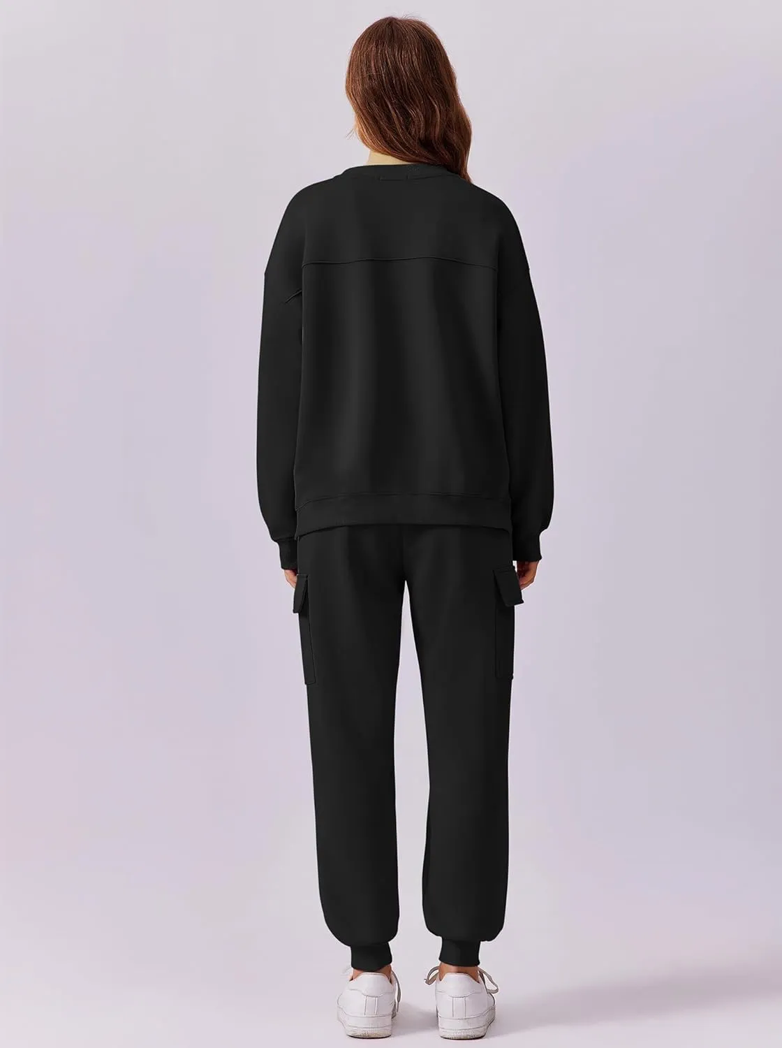 PINSPARK Two Piece Sets for Women Sweatsuit Drawstring Cargo Jogger Sets with 4 Pockets 2025 Airport Outfits Fall Tracksuit