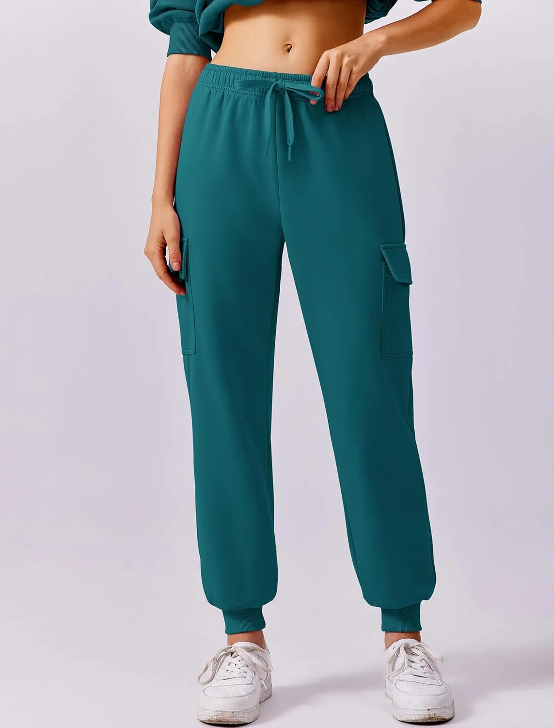 PINSPARK Two Piece Sets for Women Sweatsuit Drawstring Cargo Jogger Sets with 4 Pockets 2025 Airport Outfits Fall Tracksuit