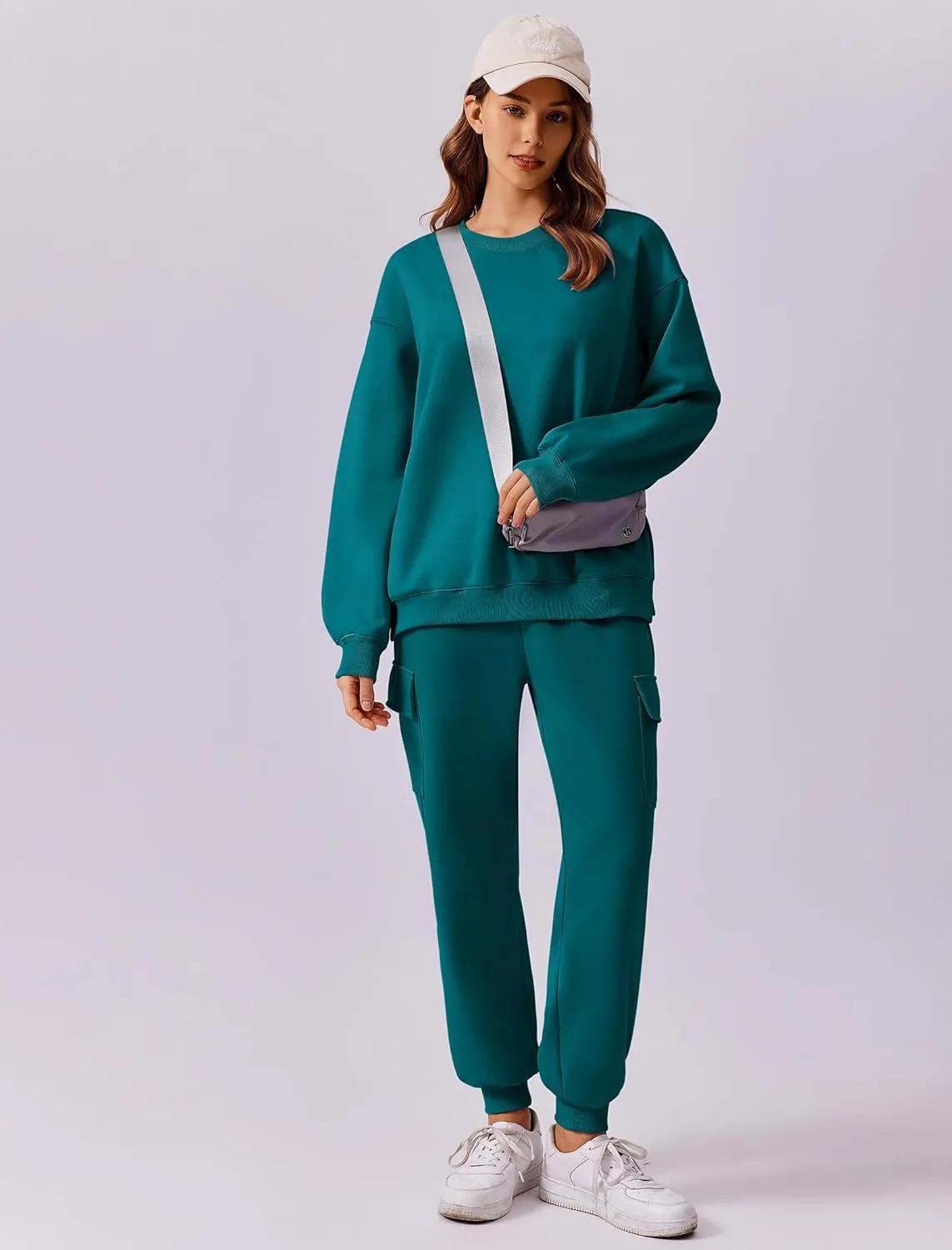 PINSPARK Two Piece Sets for Women Sweatsuit Drawstring Cargo Jogger Sets with 4 Pockets 2025 Airport Outfits Fall Tracksuit