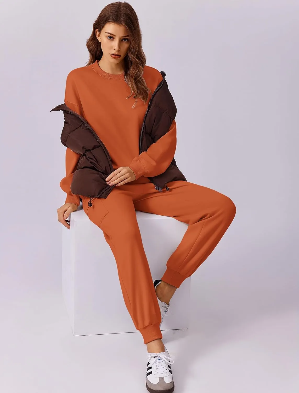 PINSPARK Two Piece Sets for Women Sweatsuit Drawstring Cargo Jogger Sets with 4 Pockets 2025 Airport Outfits Fall Tracksuit