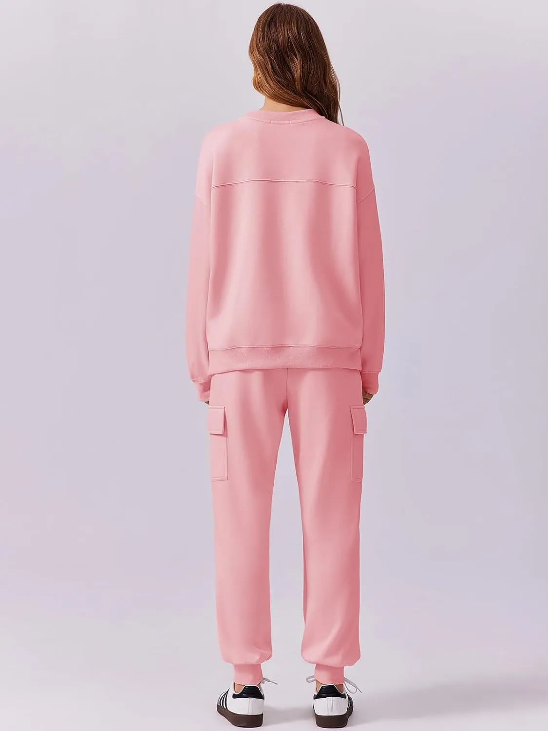 PINSPARK Two Piece Sets for Women Sweatsuit Drawstring Cargo Jogger Sets with 4 Pockets 2025 Airport Outfits Fall Tracksuit