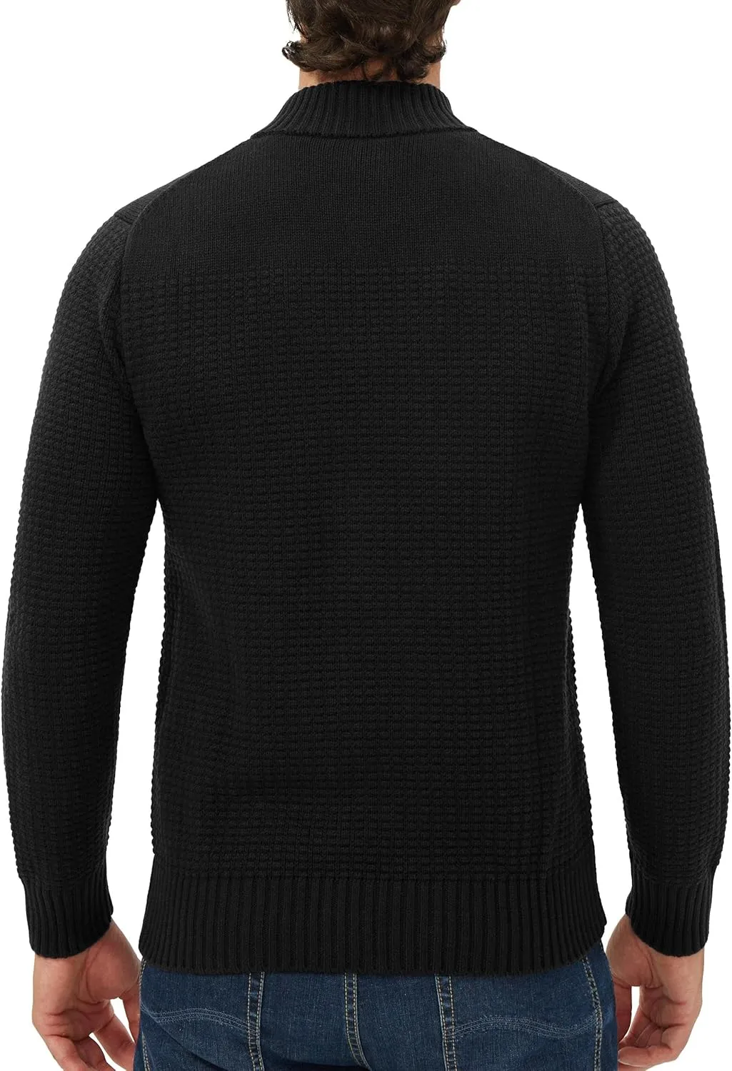 Pioneer Camp Men's Full Zip Up Cardigan Sweater Stand Collar Regular Fit Chest Pocket Knit Sweaters Casual 3 Pockets