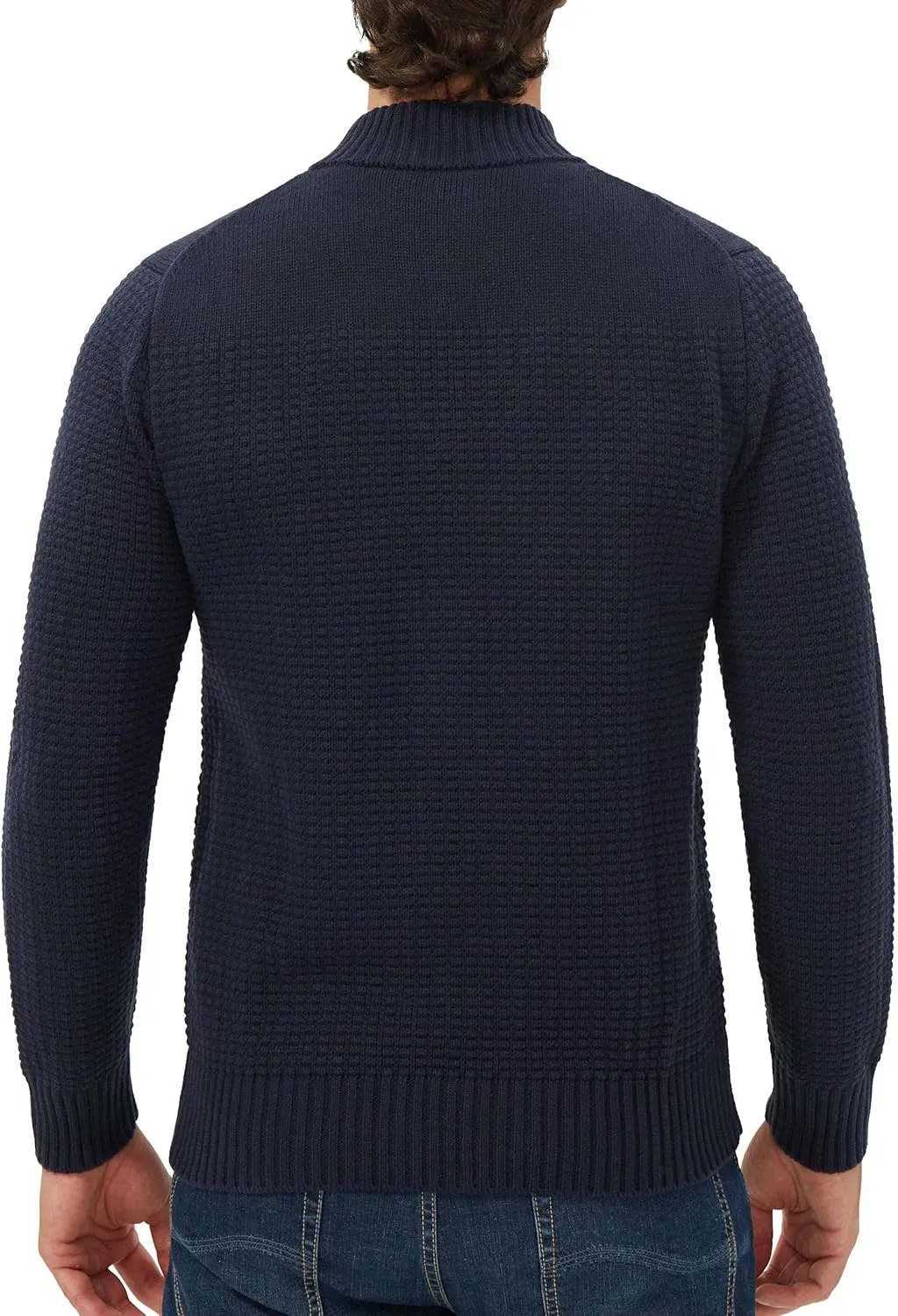 Pioneer Camp Men's Full Zip Up Cardigan Sweater Stand Collar Regular Fit Chest Pocket Knit Sweaters Casual 3 Pockets