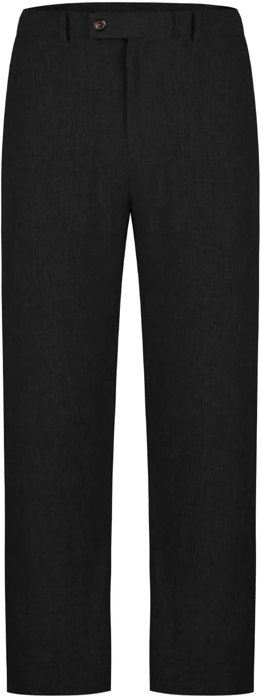 Plus Size Cotton Linen Pants Men's High Waist Tapered Leg Trousers with Pockets Casual Vintage Fashion Regular Pant