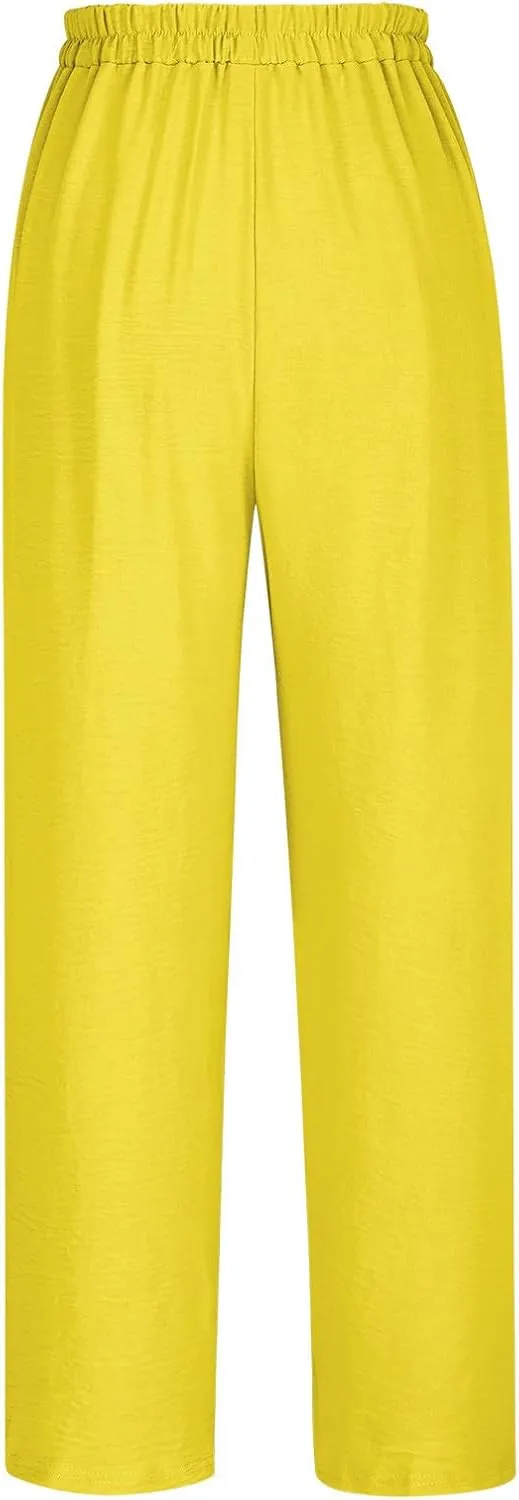 Plus Size Linen Pants for Women Elastic High Waisted Yoga Harem Pants Summer Casual Baggy Beach Comfy Capris 2025