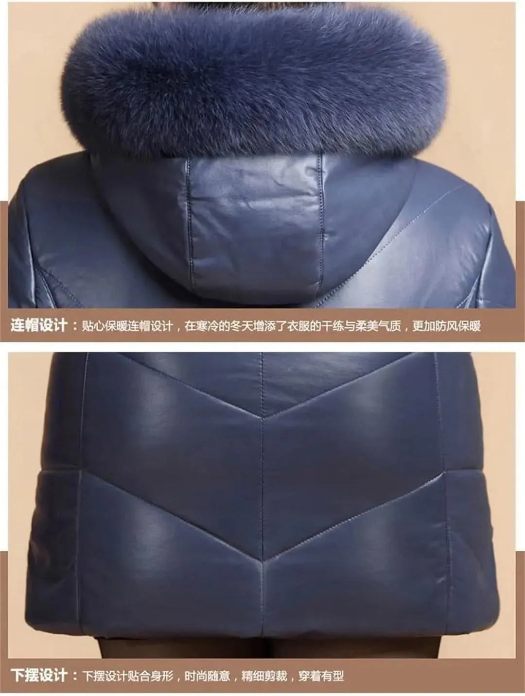 Plus Size PU Leather Jacket Womens Thicken Warm Winter Down Cotton Coats Long Hooded Cotton-Padded Outwear