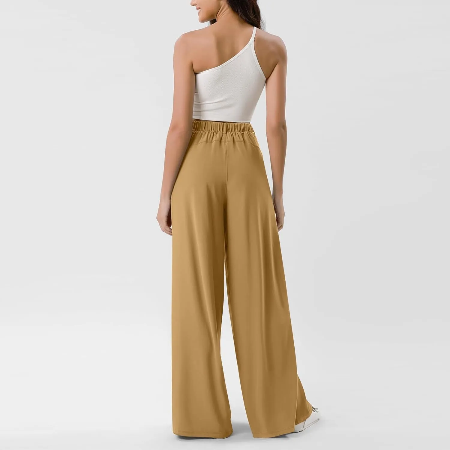 Plus Size Wide Leg Pants for Women Dressy Business Casual Stretchy Work Pants Flowy Palazzo Pants with Pockets