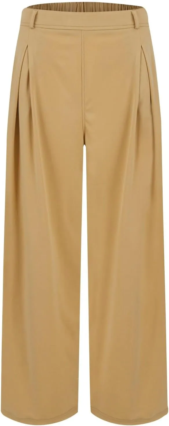 Plus Size Wide Leg Pants for Women Dressy Business Casual Stretchy Work Pants Flowy Palazzo Pants with Pockets