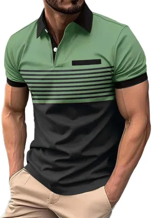 Polo Shirts for Men 2024 Gradient Lapel Short Sleeve Shirt Top Mens Polo Shirts Polos for Men 2024 Polo White