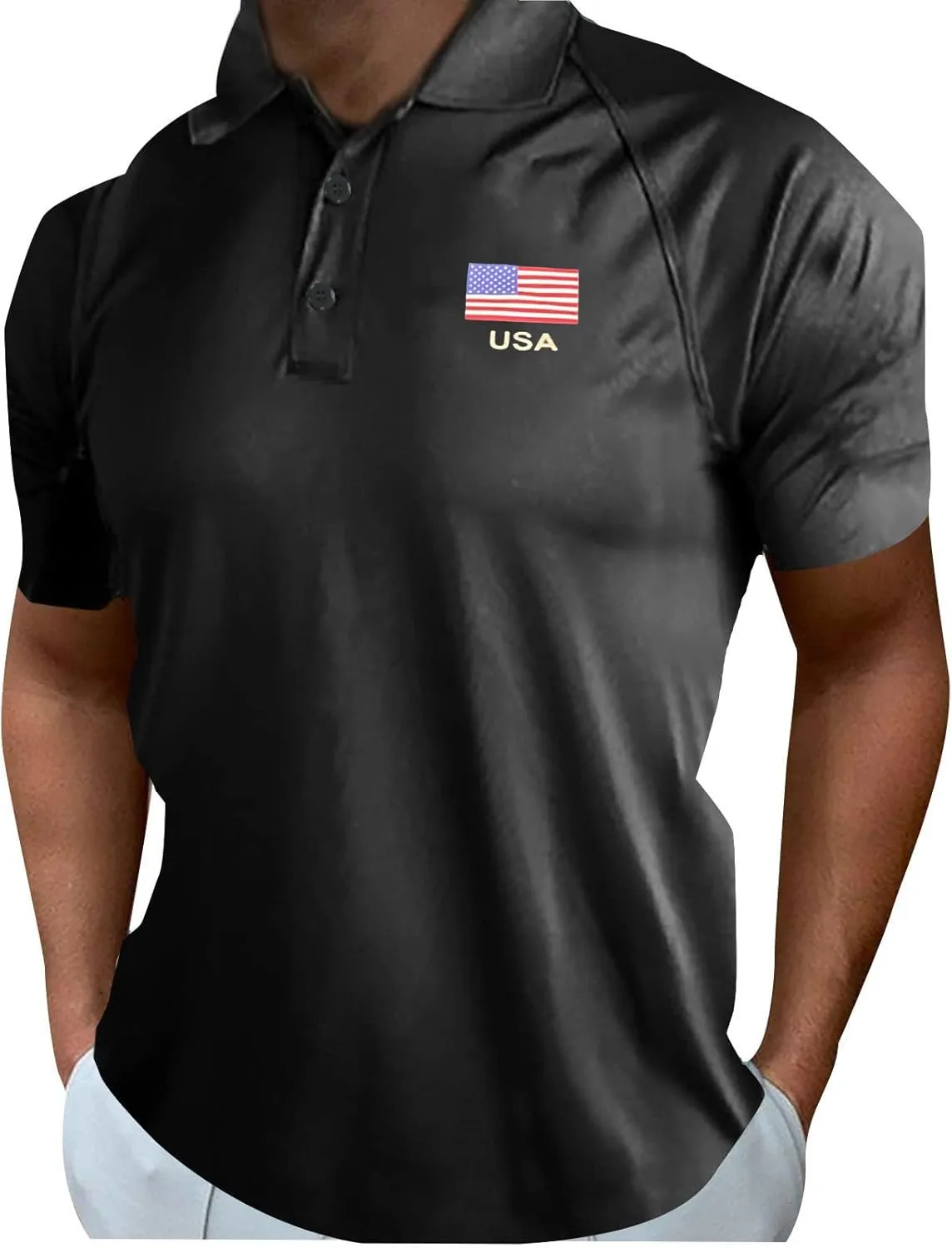 Polo Shirts for Men 2024 Short Sleeve Performance Patriotic Shirt Funny Shirt Casual Tops for Men Quick Dry Athletic