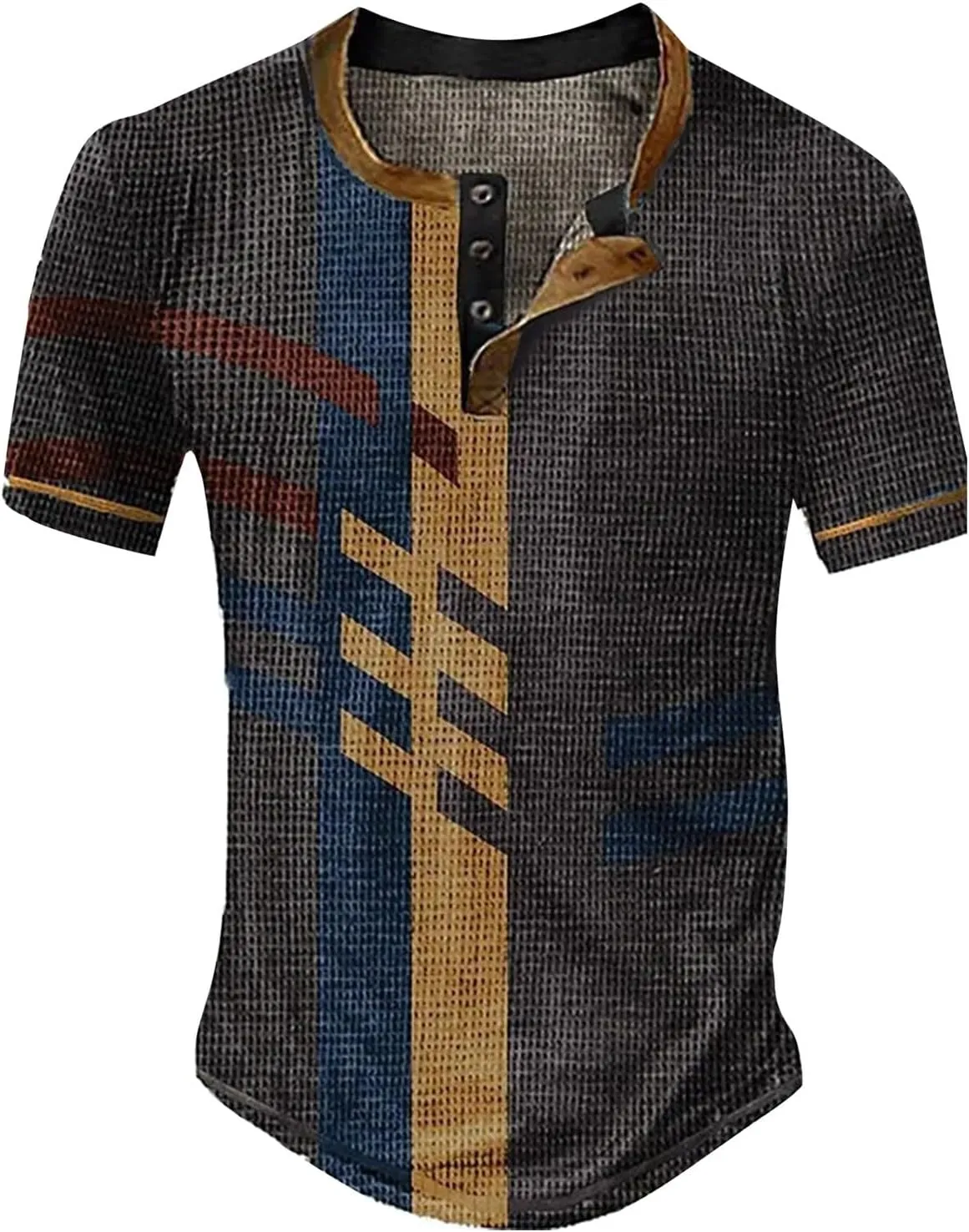 Polo Shirts for Men Casual Top Striped Plaid Retro Western Denim Print Button Men's T Shirt Top Golf Shirts for para