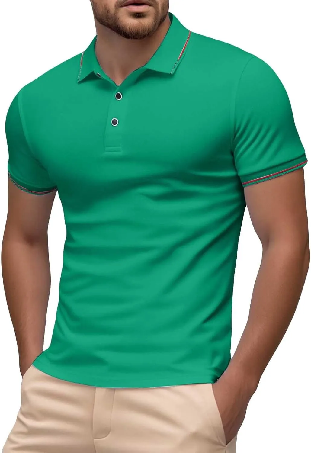Polo Shirts for Men Short Sleeve Button Down Cotton Collared Golf Shirt Lightweight Funny Classic Fit Summer Basic Tee