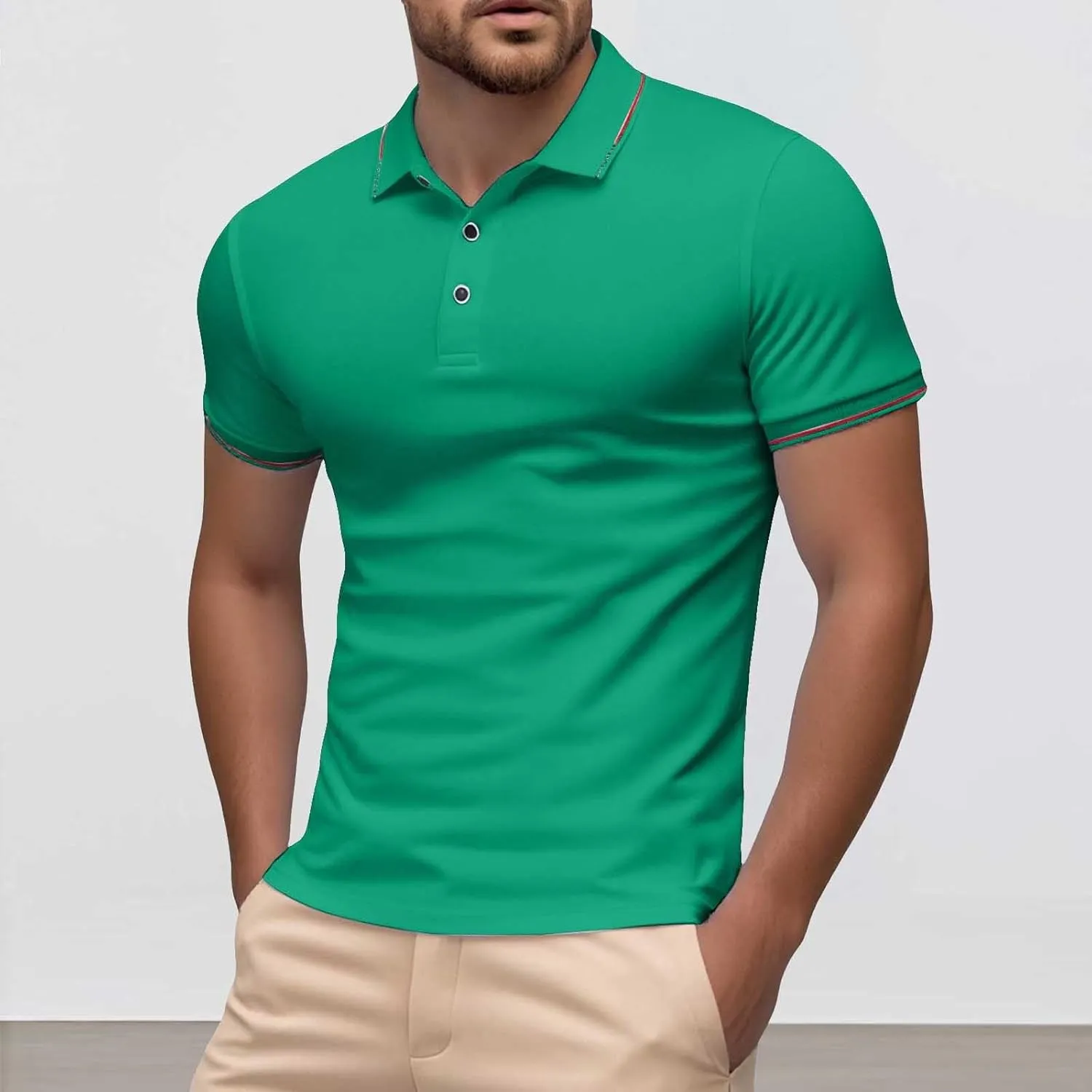 Polo Shirts for Men Short Sleeve Button Down Cotton Collared Golf Shirt Lightweight Funny Classic Fit Summer Basic Tee