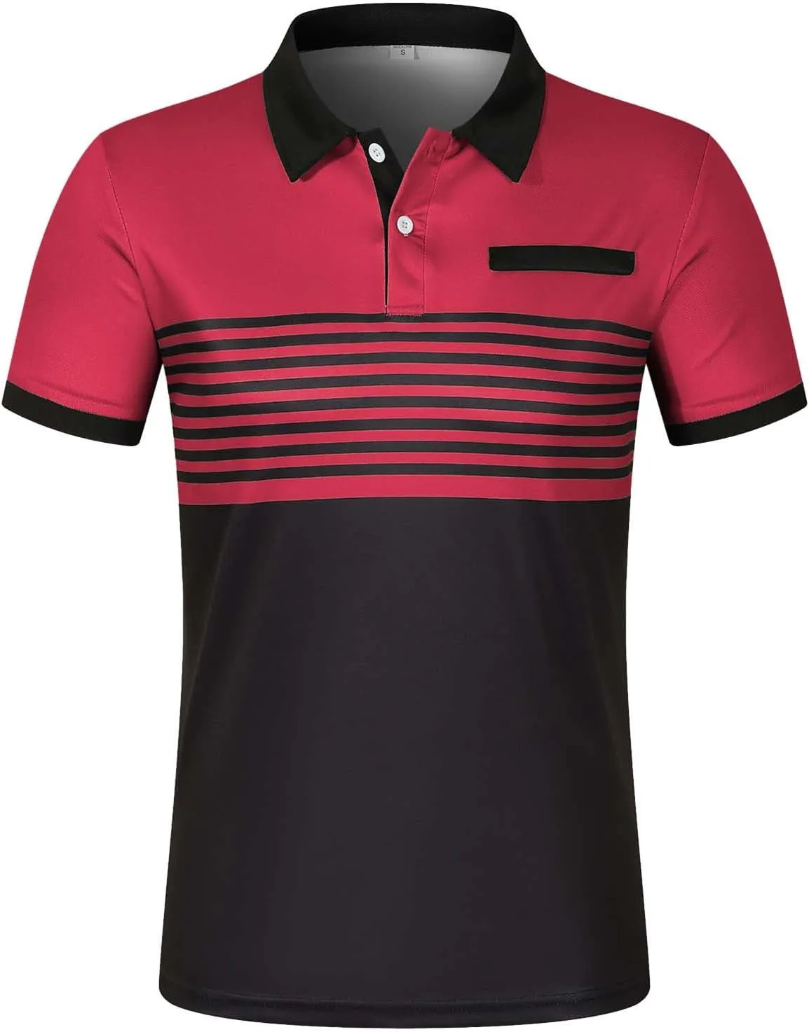 Polo Shirts for Men with Pocket Casual Collared Shirt Polos Classic Button Golf Shirt Loose Athletic Pullover