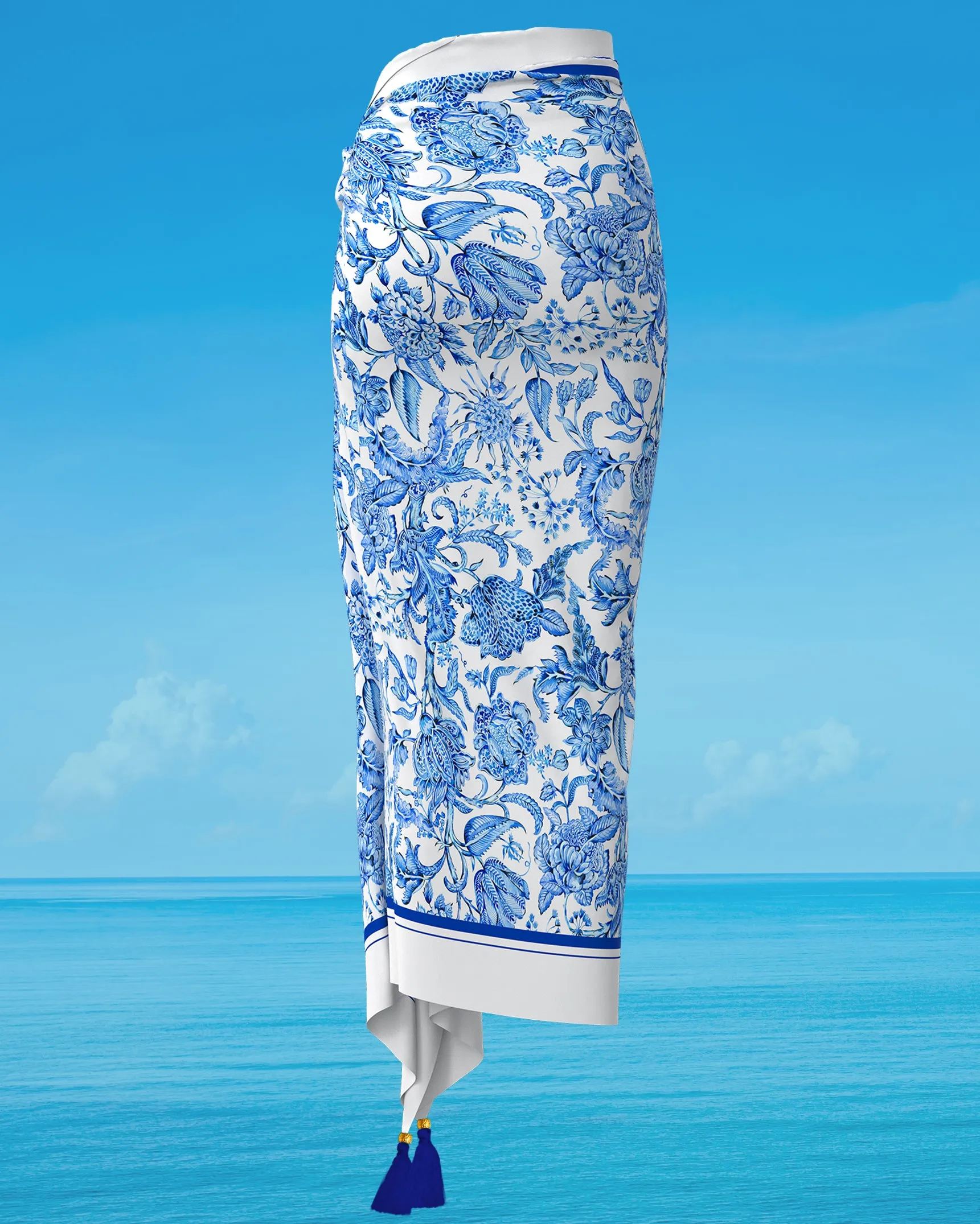 Porcelain Blue and White Organic Cotton Pareo