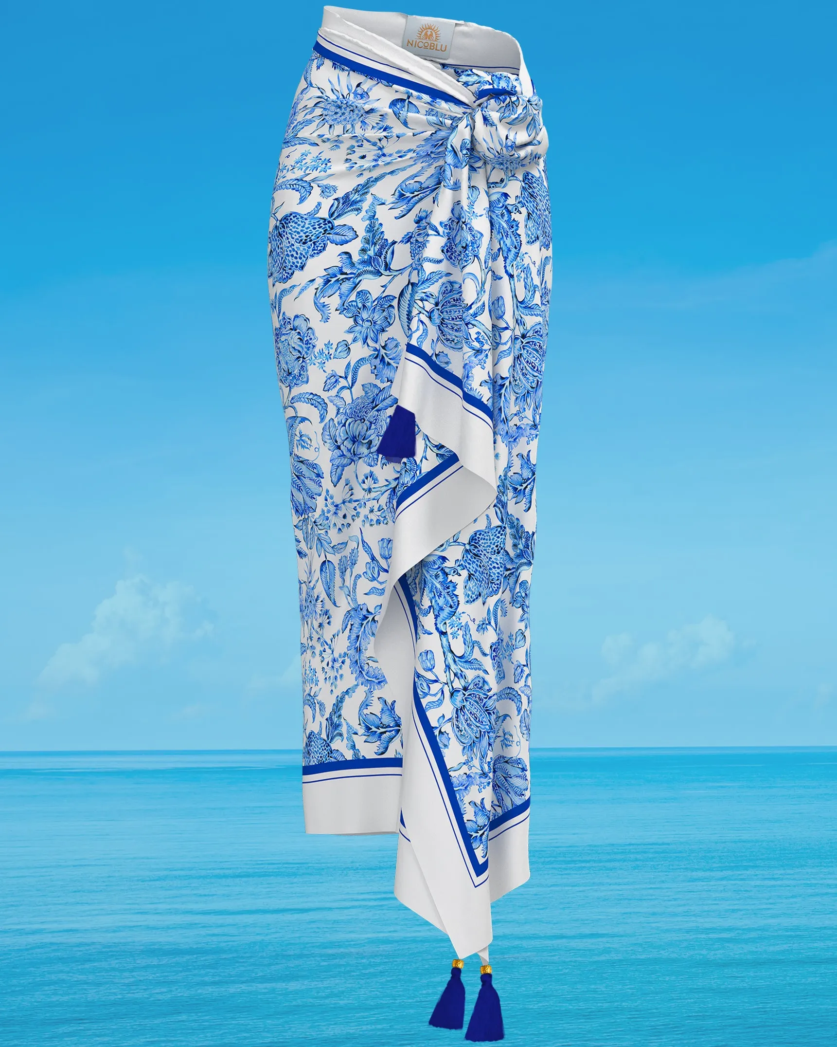 Porcelain Blue and White Organic Cotton Pareo