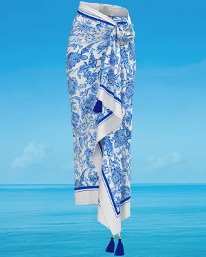 Porcelain Blue and White Organic Cotton Pareo