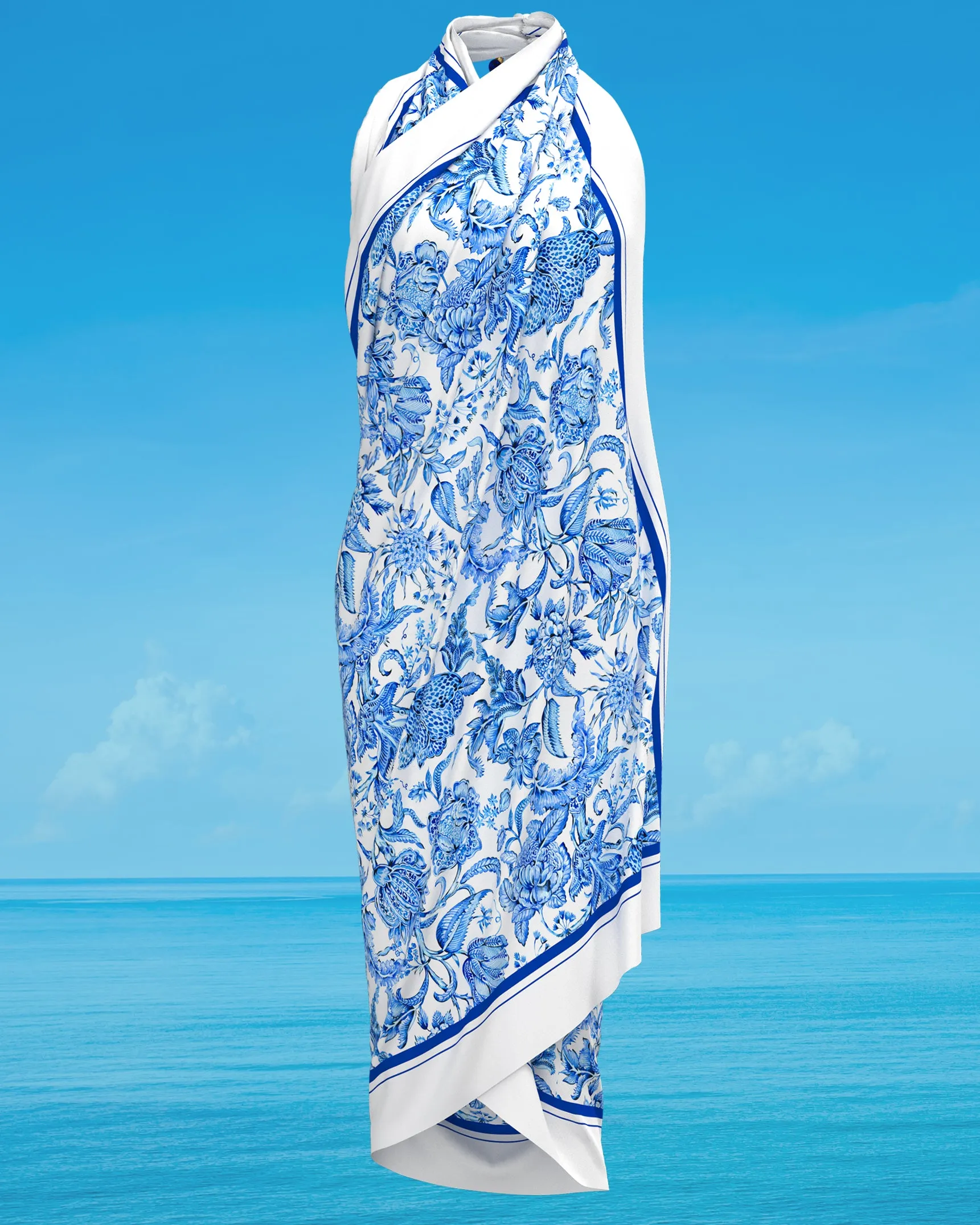 Porcelain Blue and White Organic Cotton Pareo