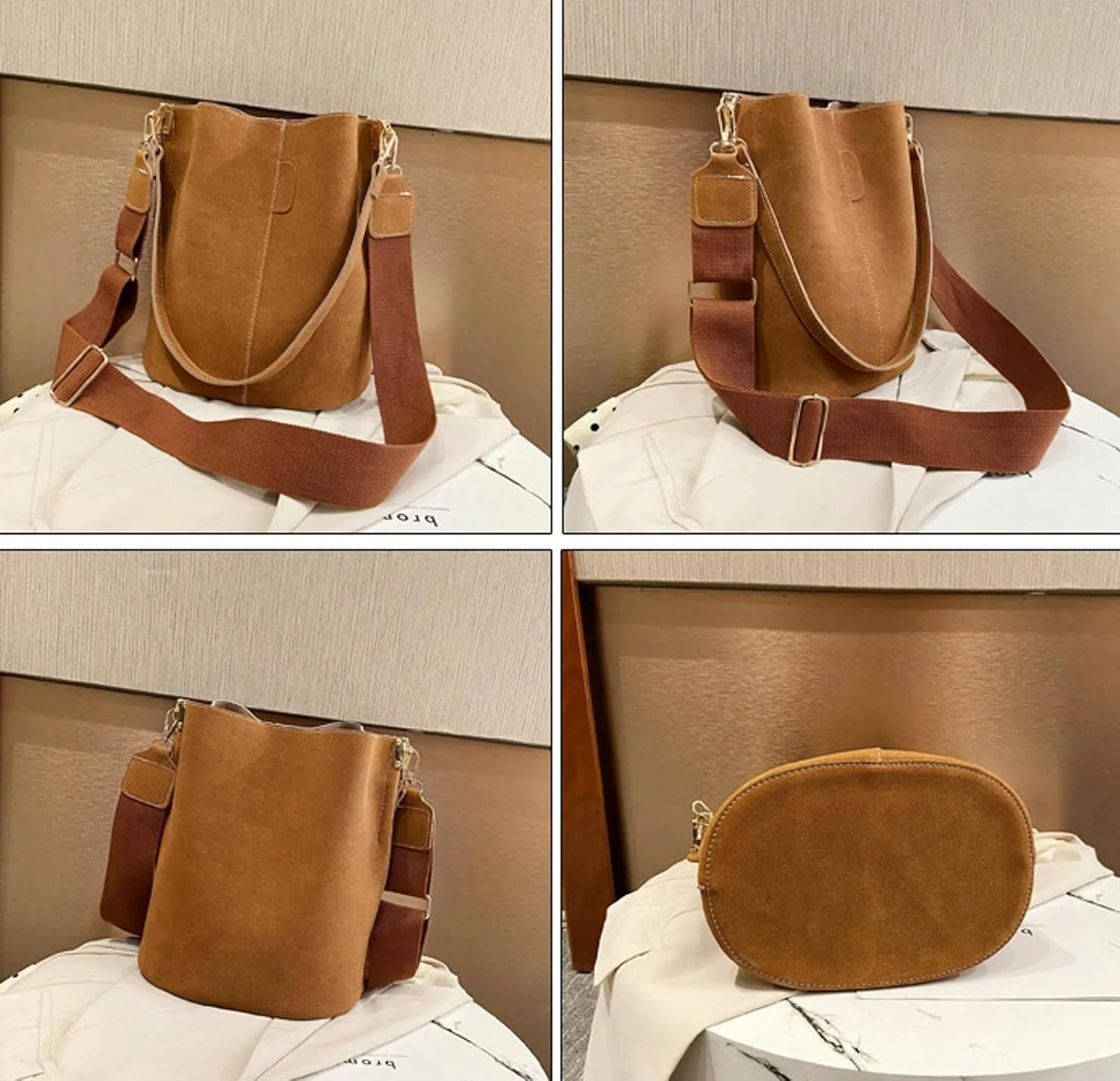 PU Leather Bucket Bag Women 2025 Fall Fashion Matte Finish Tote Shoulder Crossbody Handbag Work Casual Daily Everyday Wear