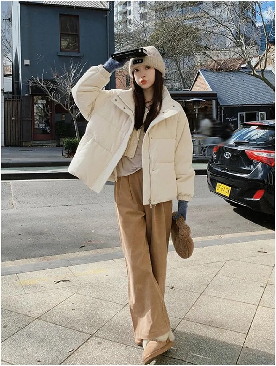 Pulcykp Women Down Jacket Coat Duck Warm Puffer Coat Winter Cotton-Padded Outwear