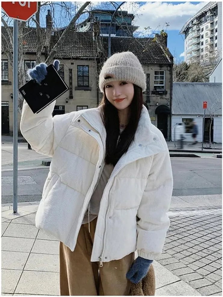 Pulcykp Women Down Jacket Coat Duck Warm Puffer Coat Winter Cotton-Padded Outwear