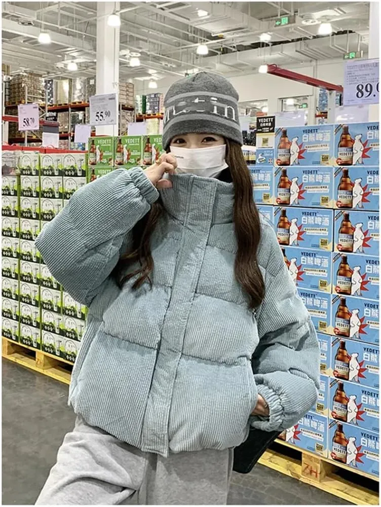 Pulcykp Women Down Jacket Coat Duck Warm Puffer Coat Winter Cotton-Padded Outwear