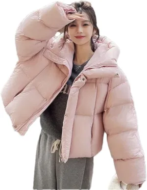 Pulcykp Women Winter Down Jacket Coat Hoodie Duck Warm Down Outwear Cotton-Padded Puffer Coat
