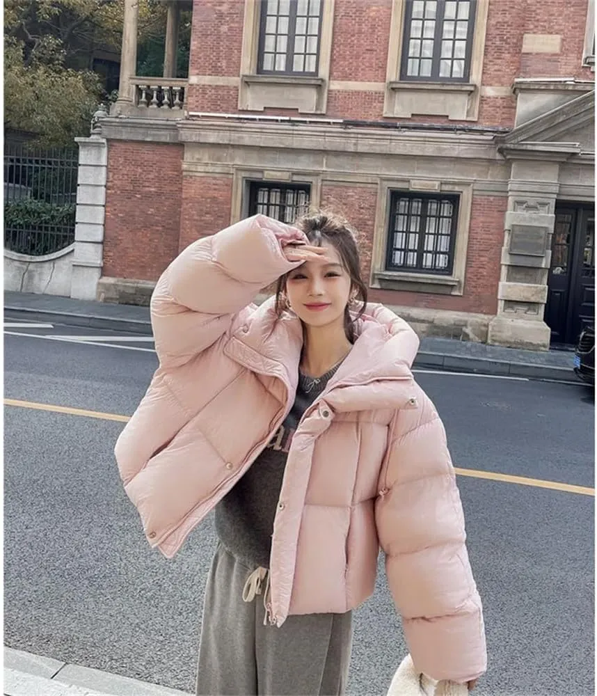 Pulcykp Women Winter Down Jacket Coat Hoodie Duck Warm Down Outwear Cotton-Padded Puffer Coat