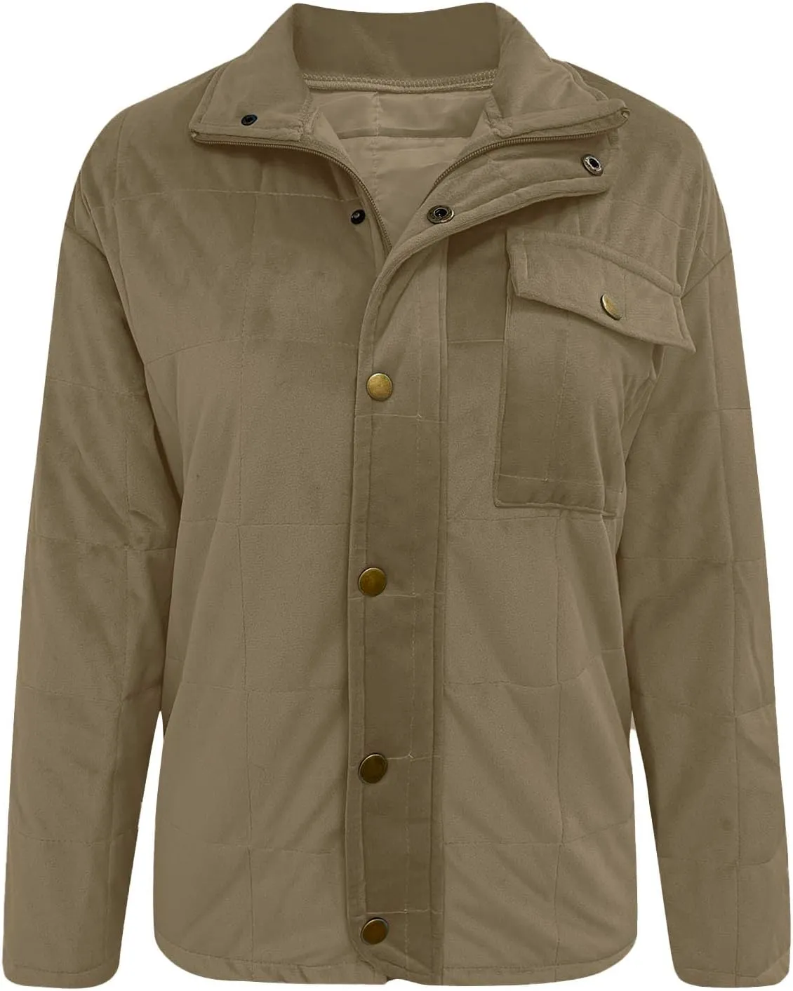 Quilted Jackets for Women Baggy Lightweight Zip up Coat Padded Warm Winter Down Overcoat with Pockets Casual Outwear