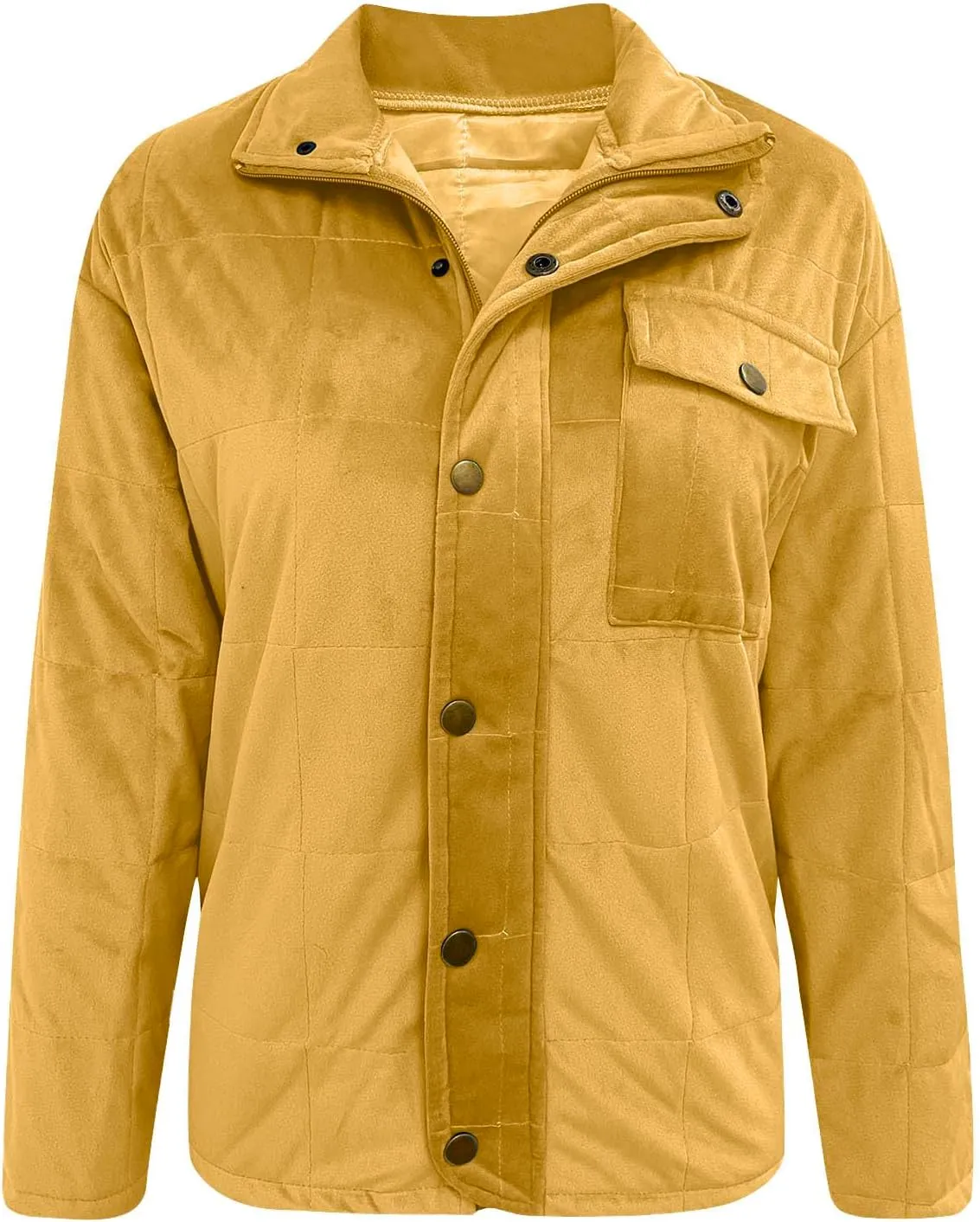 Quilted Jackets for Women Baggy Lightweight Zip up Coat Padded Warm Winter Down Overcoat with Pockets Casual Outwear