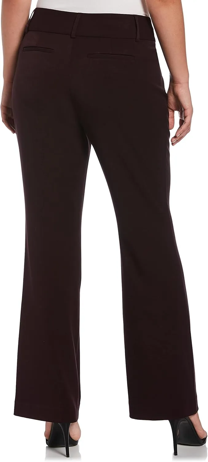 Rafaella Women's Petite Curvy Fit Gabardine Bootcut Dress Pants with Pockets, Soft Stretch Work Slacks, 27" & 30" Inseams