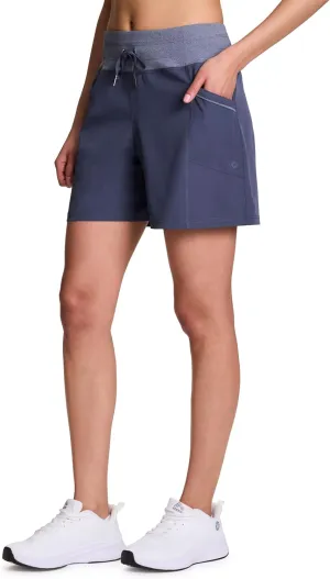 RBX Woven Short for Women, Knit Waistband Quick Drying Walking Short with Pockets for Everyday Wear, Workouts, Hiking