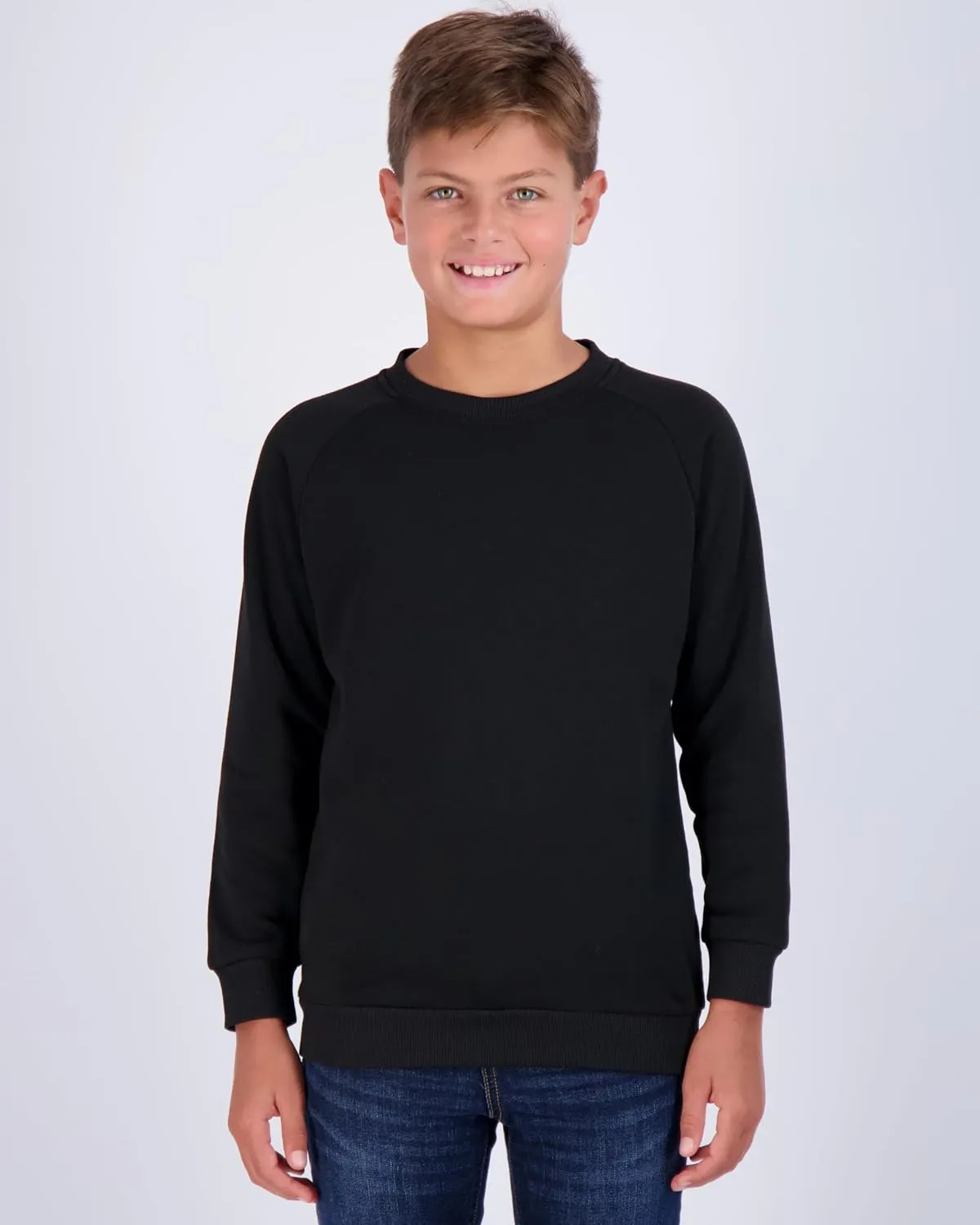 Real Essentials 3 Pack Boys' Fleece Crew Neck Long Sleeve Sweatshirt - Soft Pullover Sweaters for Youth Kids Boys & Girls