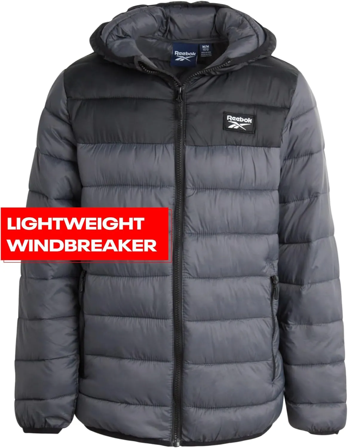 Reebok Boys Jacket  Water Resistant Midweight Quilted Puffer Coat  Insulated Outerwear Down Coat for Boys (4-20)