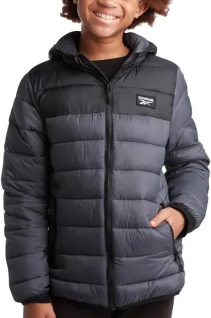 Reebok Boys Jacket  Water Resistant Midweight Quilted Puffer Coat  Insulated Outerwear Down Coat for Boys (4-20)
