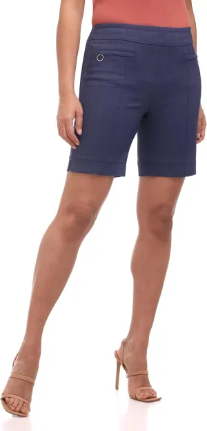 Rekucci Women's Ease into Comfort Slim Bermuda Short with Zipper Detail