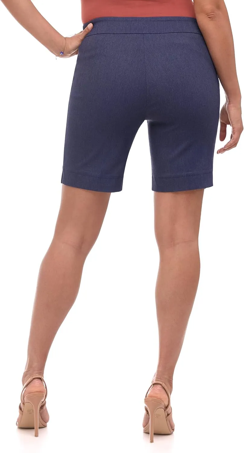 Rekucci Women's Ease into Comfort Slim Bermuda Short with Zipper Detail