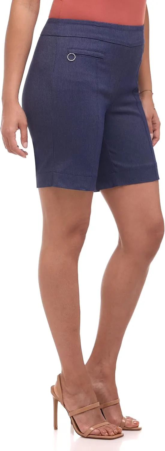 Rekucci Women's Ease into Comfort Slim Bermuda Short with Zipper Detail