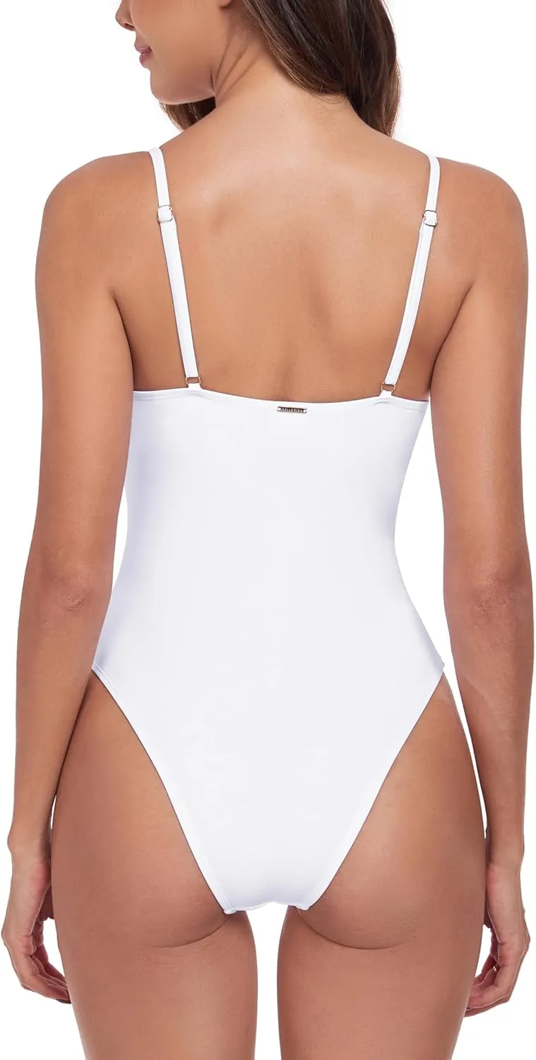 RELLECIGA Women's Scoop Neck Bathing Suits High Cut One Piece Swimsuit