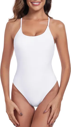 RELLECIGA Women's Scoop Neck Bathing Suits High Cut One Piece Swimsuit
