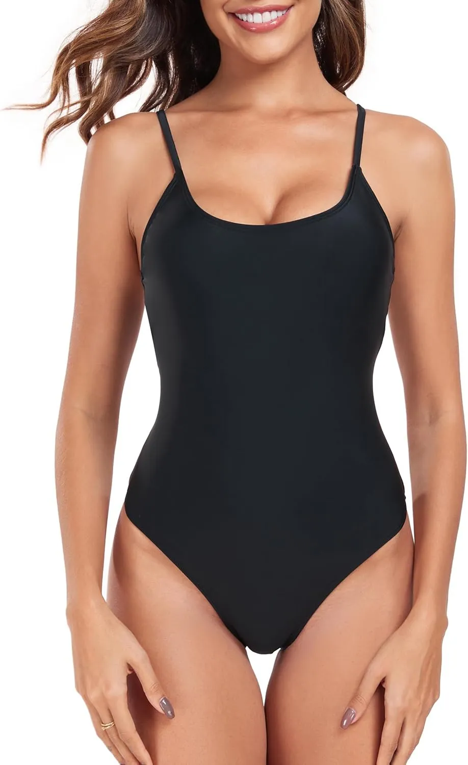 RELLECIGA Women's Scoop Neck Bathing Suits High Cut One Piece Swimsuit