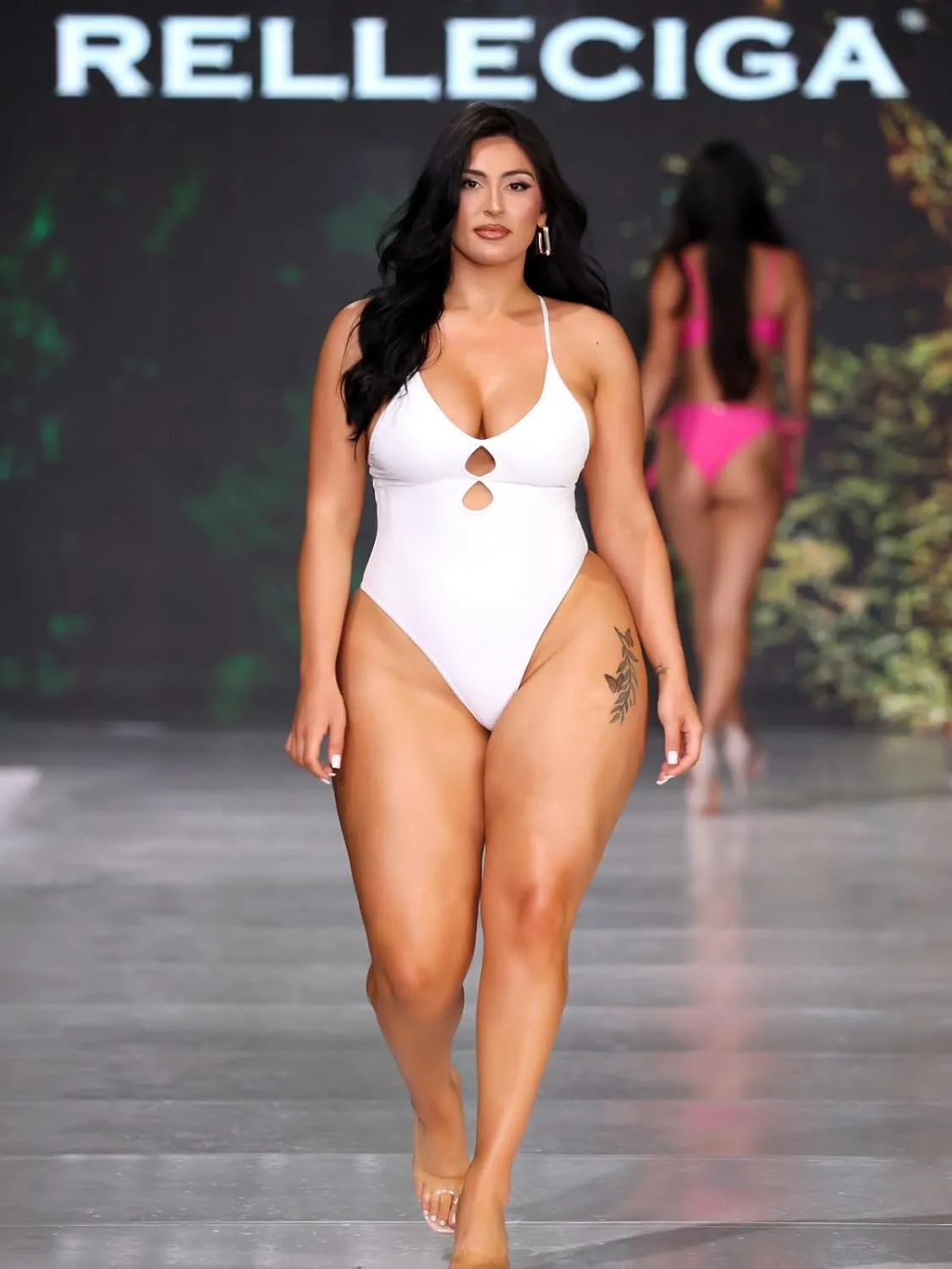 RELLECIGA Women's V Neck Cutout One Piece Swimsuit High Cut Bathing Suits
