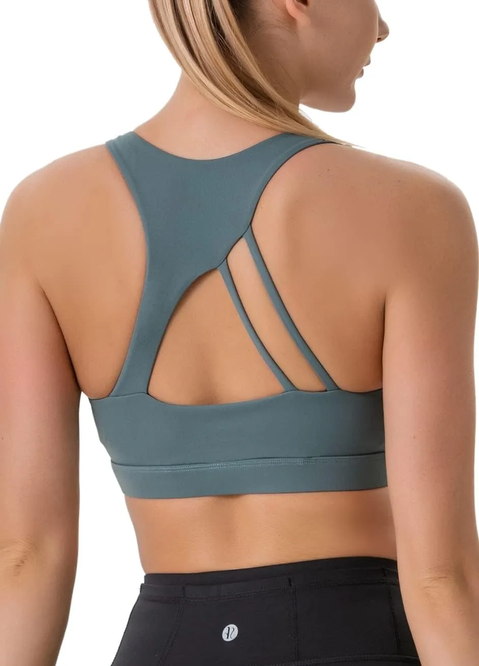 RUNNING GIRL Sports Bra for Women, Medium-High Support Criss-Cross Back Strappy Padded Sports Bras Supportive Workout Tops