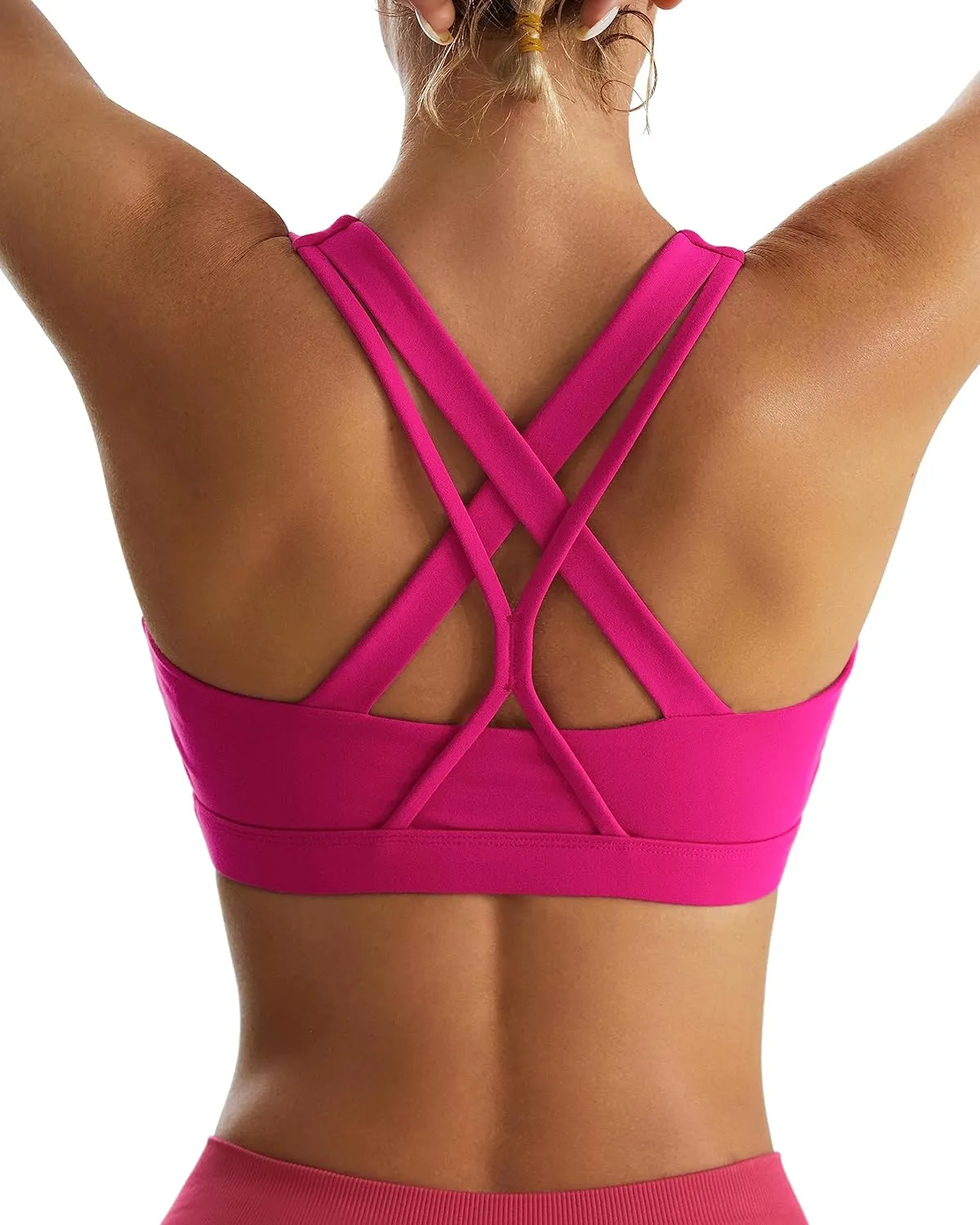 RUNNING GIRL Sports Bra for Women, Medium-High Support Criss-Cross Back Strappy Padded Sports Bras Supportive Workout Tops