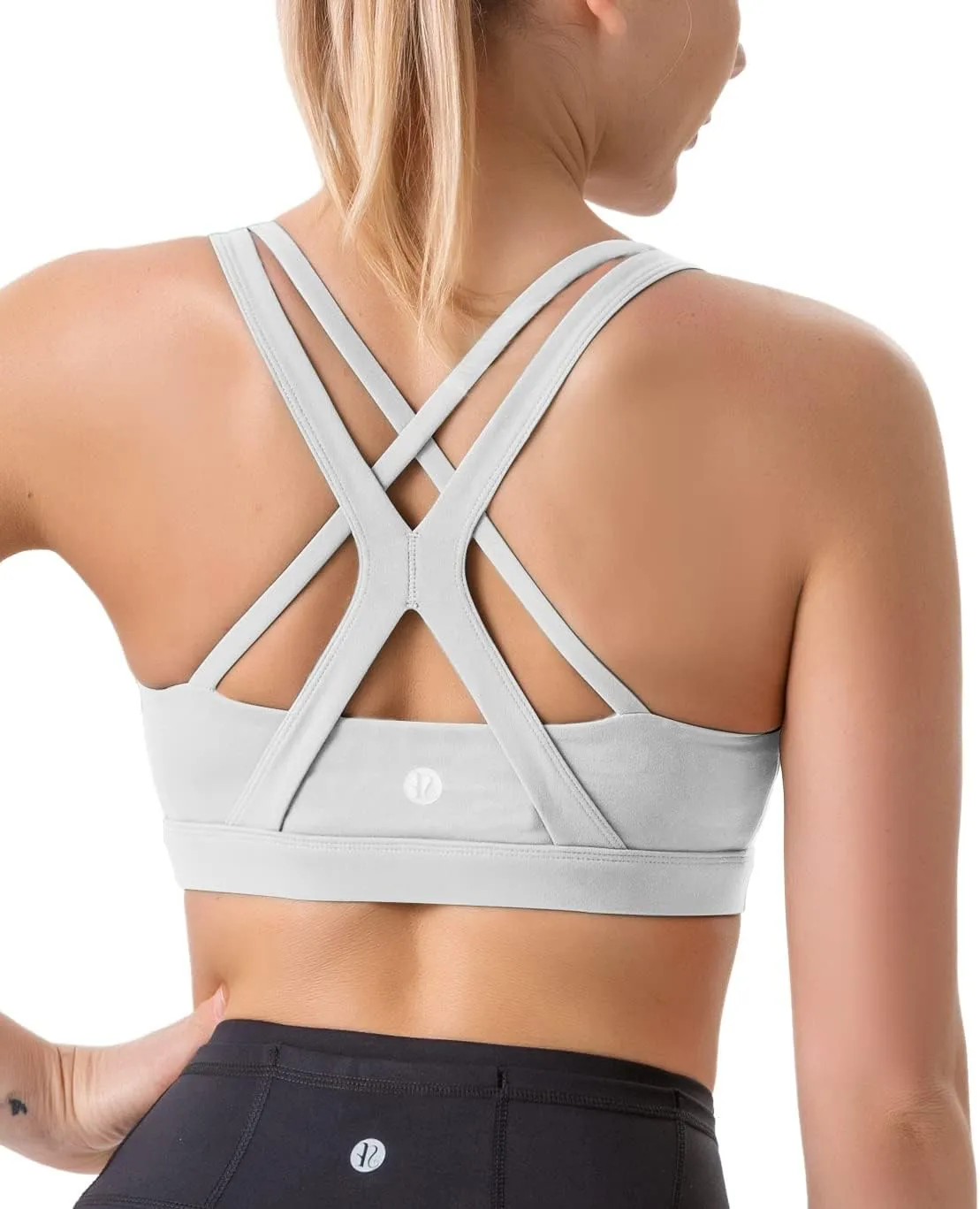 RUNNING GIRL Sports Bra for Women, Medium-High Support Criss-Cross Back Strappy Padded Sports Bras Supportive Workout Tops