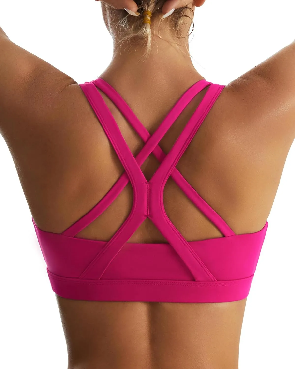 RUNNING GIRL Sports Bra for Women, Medium-High Support Criss-Cross Back Strappy Padded Sports Bras Supportive Workout Tops