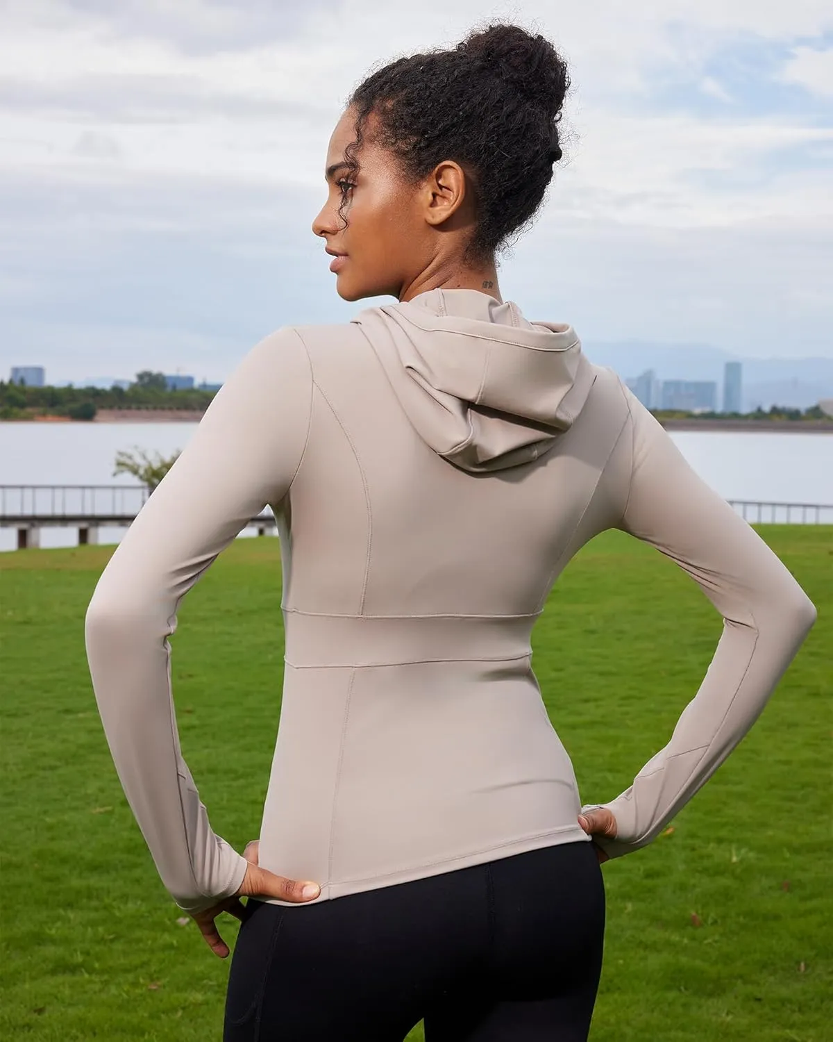 RUNNING GIRL Workout Jackets for Woman, Ultra Soft Zip Up Jacket for Yoga Running, BBL Jacket with Pockets and Thumb Holes